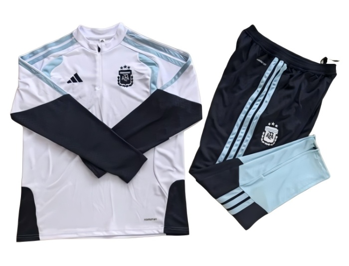 Kids Argentina 25/26 Tracksuit - White/Black/Blue