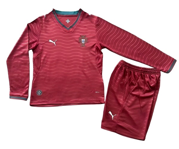 Kids-Portugal 2026 World Cup Home Long Soccer Jersey