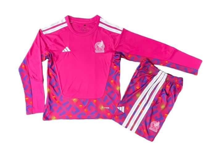 Kids-Mexico 2026 World Cup GK Pink Long Soccer Jersey