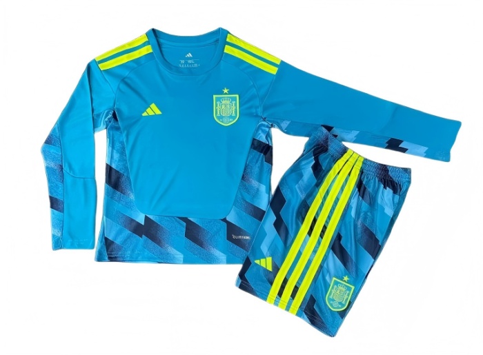 Kids-Spain 2026 World Cup GK Blue Long Soccer Jersey