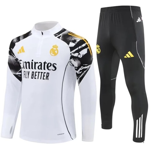 Real Madrid 25/26 Tracksuit - White/Yellow