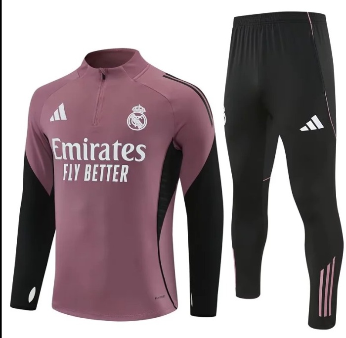Kids Real Madrid 25/26 Tracksuit - Purple/Black