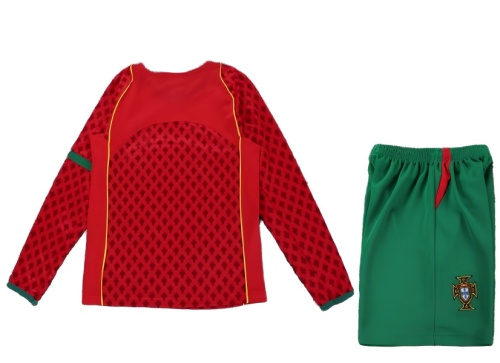 Kids-Portugal 2004 Home Long Soccer Jersey