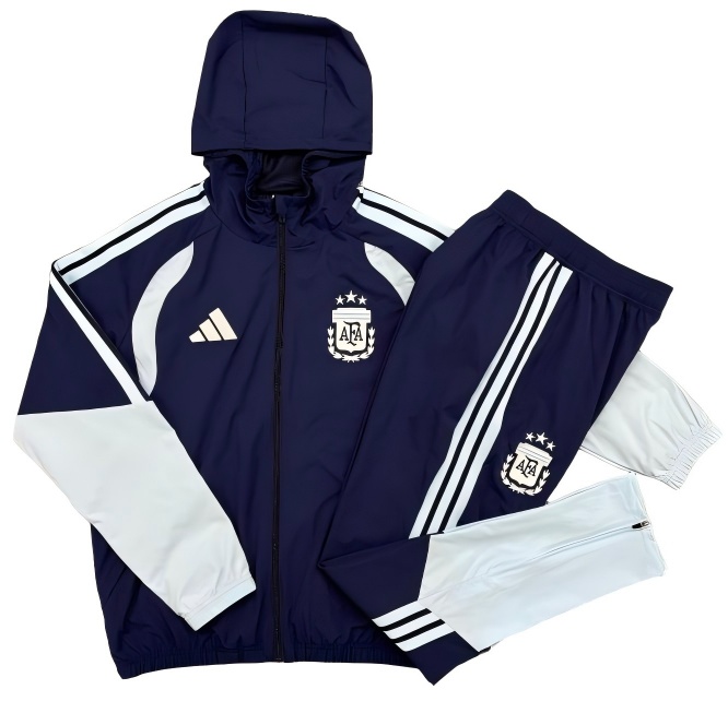 Argentina 25/26 Windcoat Hoodie Tracksuit-Navy Blue
