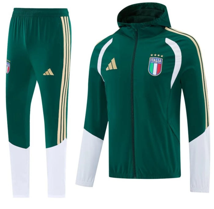 Italy 25/26 Windcoat Hoodie Tracksuit - Green/White