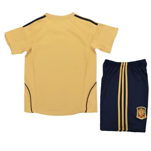 Kids-Spain 2008 Euro Away Golden Soccer Jersey
