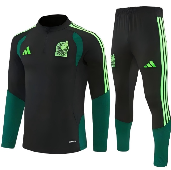 Kids Mexico 25/26 Tracksuit - Black/Dark Green