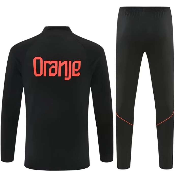 Kids Netherlands 26/27 Tracksuit - Black/Orange