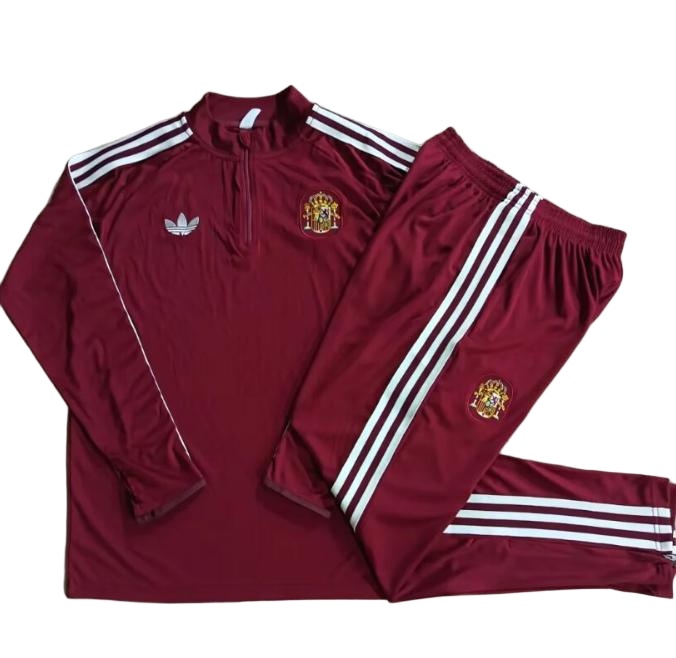 Kids Spain 26/27 Tracksuit - Dark Red/White
