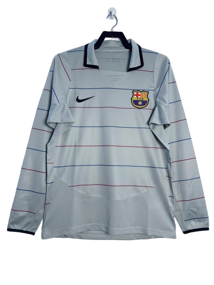 Barcelona 03/04 Away Grey Long Soccer Jersey