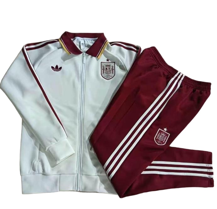 Spain 26/27 Tracksuit - White/Dark Red
