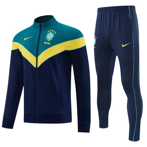 Brazil 26/27 Tracksuit - Dark Green/Navy Blue