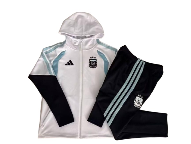Argentina 26/27 Hoodie Tracksuit - White/Black