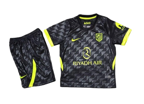 Kids-Atletico Madrid 26/27 Away Black Soccer Jersey