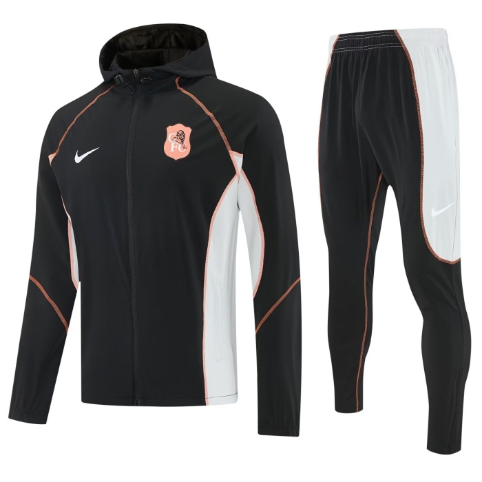 Chelsea 26/27 Hoodie Windcoat Tracksuit-Black/White