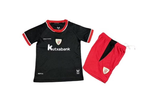 Kids-Athletic Bilbao 26/27 Away Black Soccer Jersey