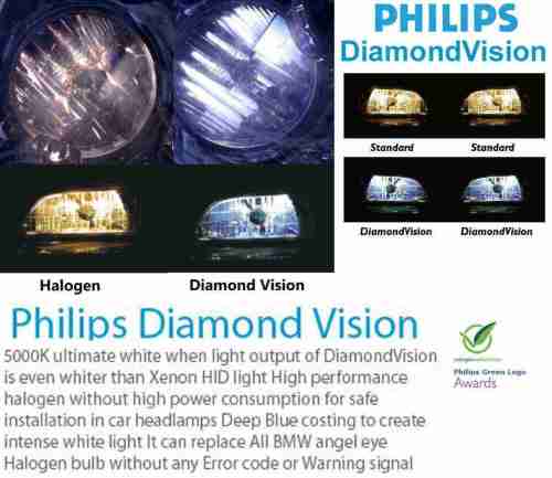 Philips DiamondVision H1 H4 H7 H8 H11 HB3 HB4 9003 9005 9006 12V 5000K Car  Halogen Headlight OEM Fog Lamps Xenon White Bulb 2X
