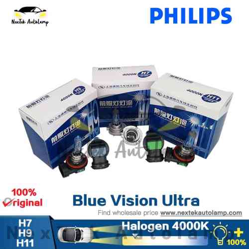 Philips Blue Vision Ultra H7 H9 H11 Upgrade Halogen Bulb Car Light  Headlight Foglight 4000K