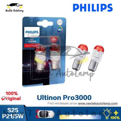 Philips Ultinon Pro3000 LED S25 P21/5W 12V 11499U30RB2 Red Light Car Turn  Signal Lamps Rear