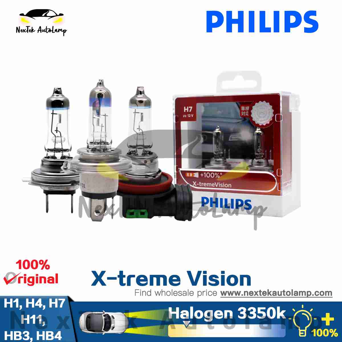 PHILIPS XTREME VISION PRO150 Headlight Bulb H4 H7 H11 HB3 HB4 HIR2 +150  Brightness Longer Lifespan 450 Hrs 3450K Bright