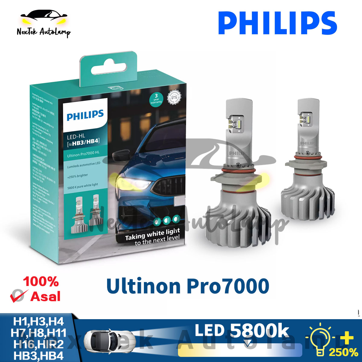 Philips Led H1 H3 H4 H7 H11 Ultinon Pro3101 12v/24v 6000k Bright