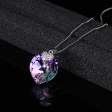 Delicate Jewellery Collar Necklace with Heart Amethyst Crystal Pendant Necklace