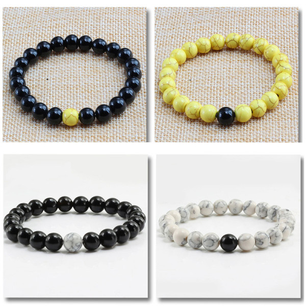 1PCS Couples Distance Strand Bracelet for Men Women Classic Natural Stone Yin Yang Beaded Bracelets Jewelry Gif