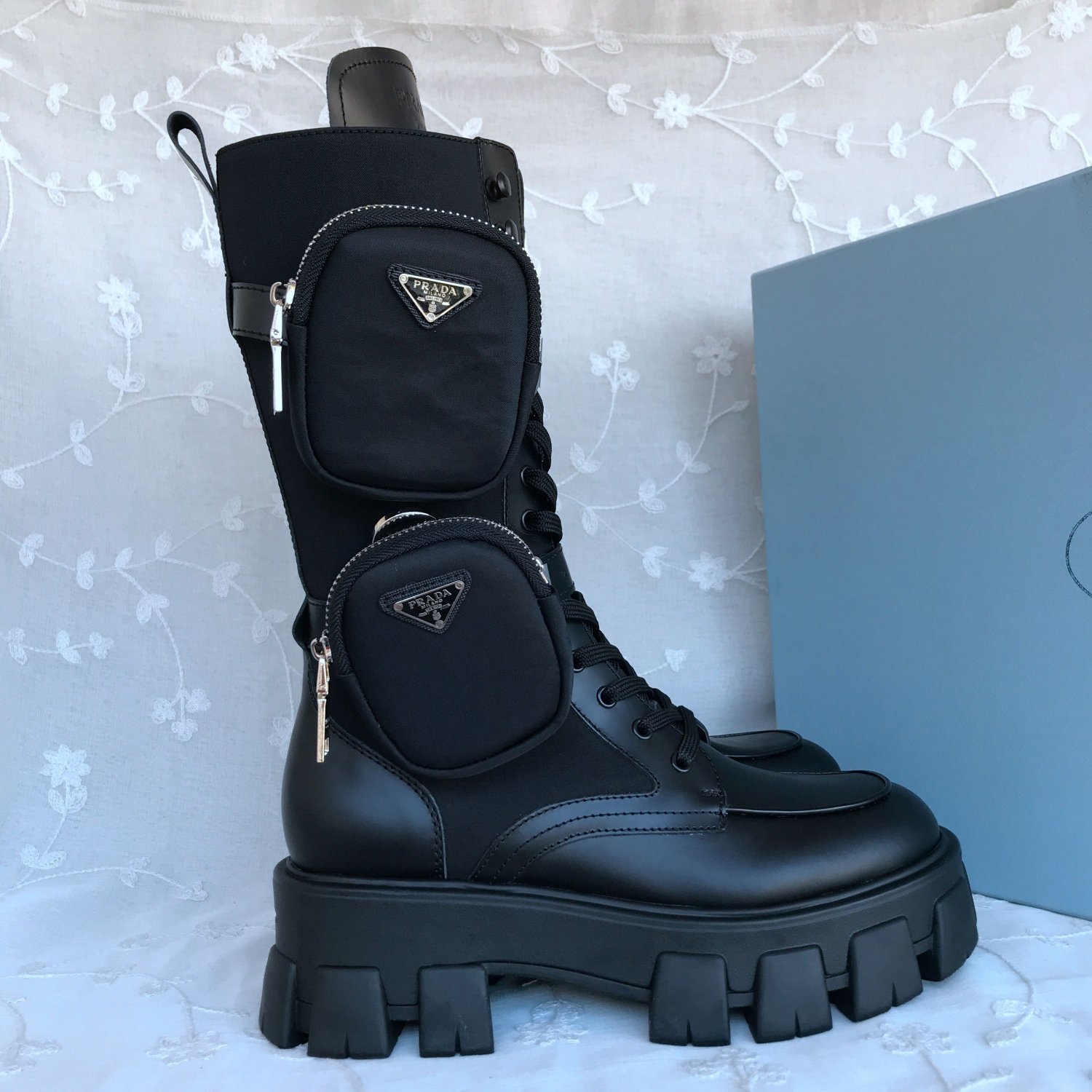 prada mini bag combat boot dupe