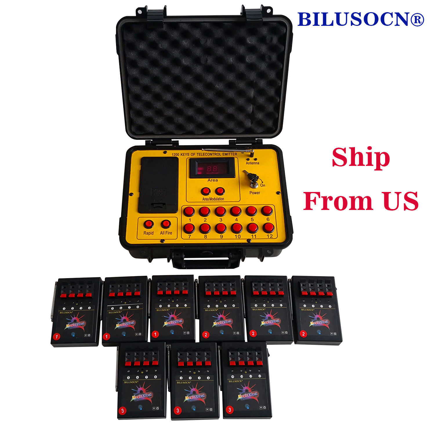 Shipping From USA Bilusocn 500M distance+36 Cues Fireworks Firing System ABS Waterproof Case remote Control Equipment