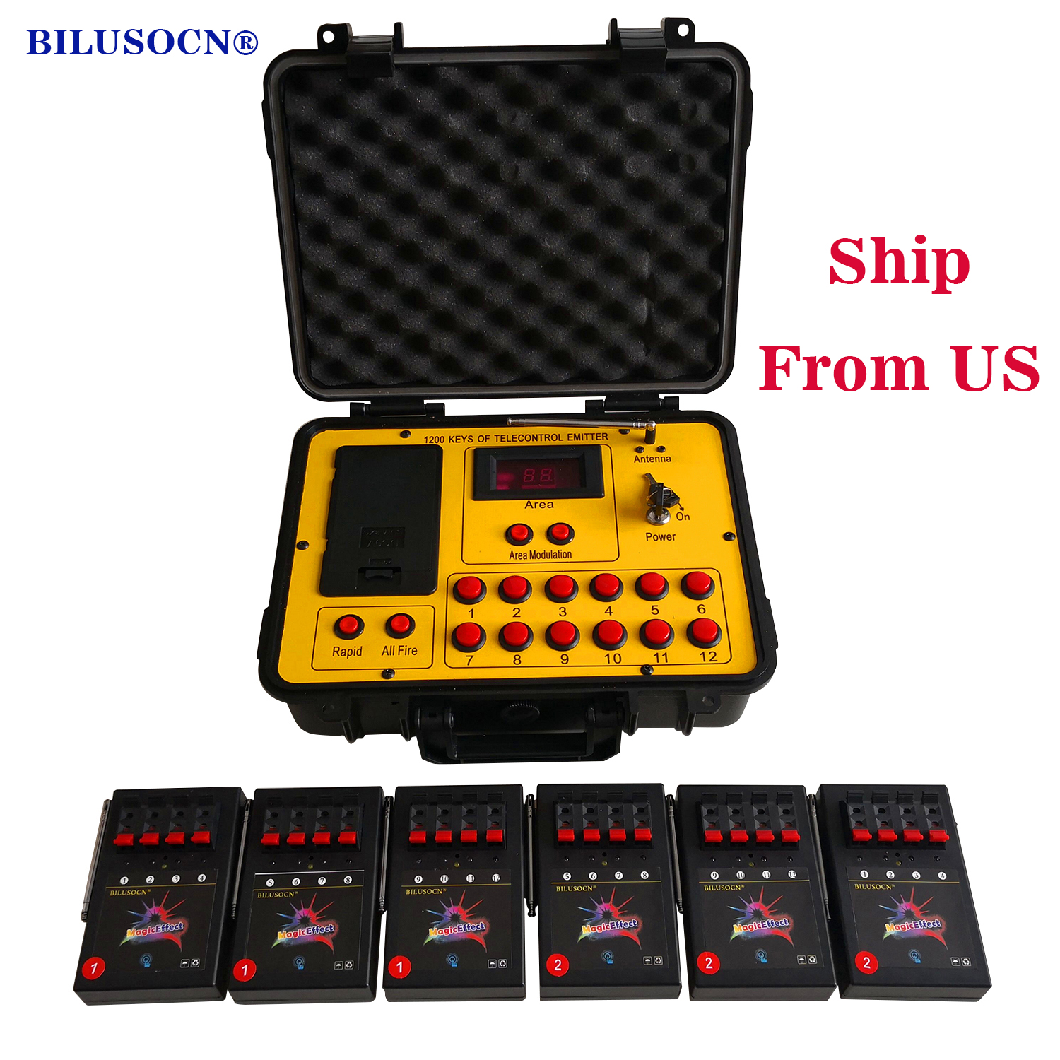 Shipping From USA Bilusocn 500M distance+24 Cues Fireworks Firing System ABS Waterproof Case remote Control Equipment
