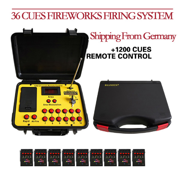 Shipping From Germany Bilusocn 300M distance+36 Cues Fireworks Firing System ABS Waterproof Case remote Control Equipment