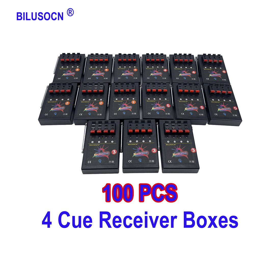 100 pcs 4 cues receiver box ,work with BILUSOCN 1200 cues transimitter