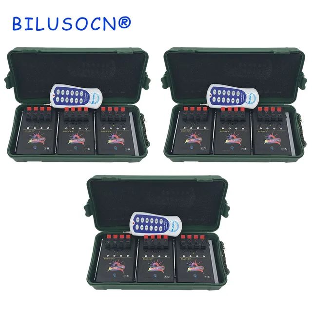 BILUSOCN 3 pcs 12 Cue Wireless Fireworks Firing system equipment+Remote control