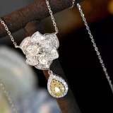 New Camellia Droplets Yellow Diamond Necklace