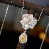 New Camellia Droplets Yellow Diamond Necklace