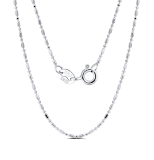 925 Sterling Silver 1.0mm Ball Bead and Bar Chain Necklace