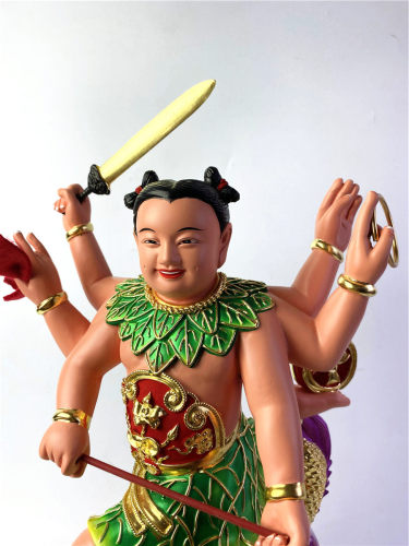 六臂中壇元帥哪吒/三太子禦龍粉綫/珍珠漆/尺三