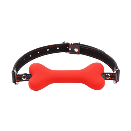 Red Silicone dog bone mouth gagging male mouth opener