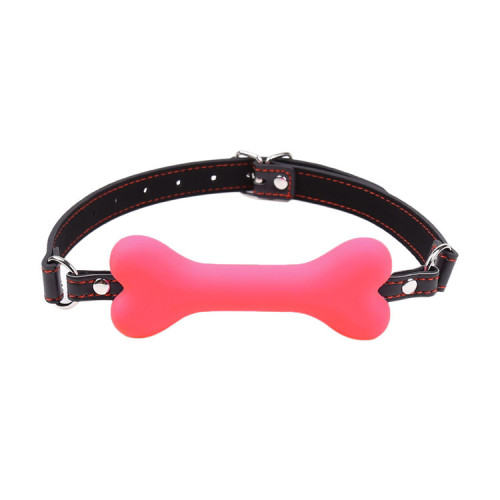 Pink Silicone dog bone mouth gagging male mouth opener