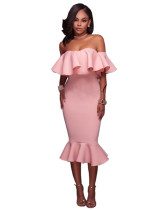 Pink Seven-Color Loose Fit Slim Tube Top Skirt