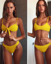 Yellow bow bikini split swimsuit bikini