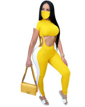 Yellow INS Stylish pit strip strap tights waistless shorts fashion suit + mask included