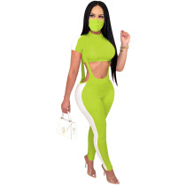 Green INS Stylish pit strip strap tights waistless shorts fashion suit + mask included