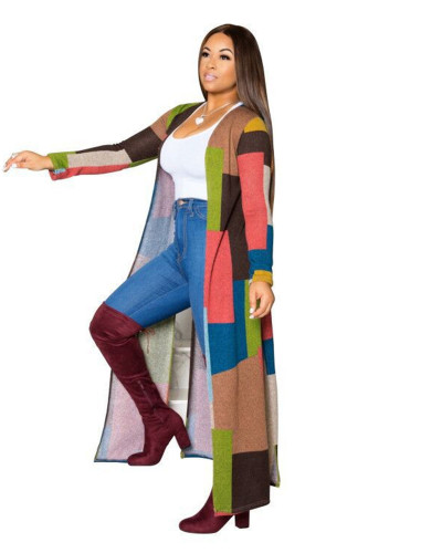 Color Printed long trench coat
