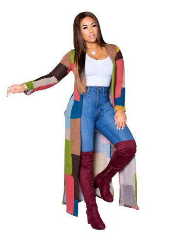Color Printed long trench coat