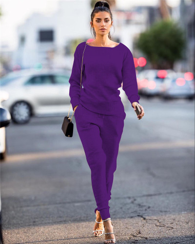 Violet Autumn and winter urban casual long-sleeved two-piece suit
