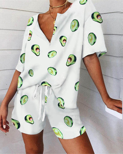 Loose casual printed home service suit