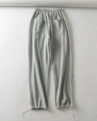 Light Gray Casual straight-leg pants