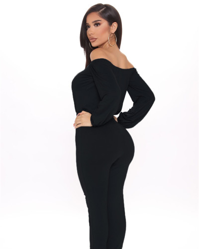 Black Sexy fashion hot-selling one-neck tube top jumpsuit