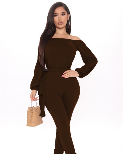Brown Sexy fashion hot-selling one-neck tube top jumpsuit